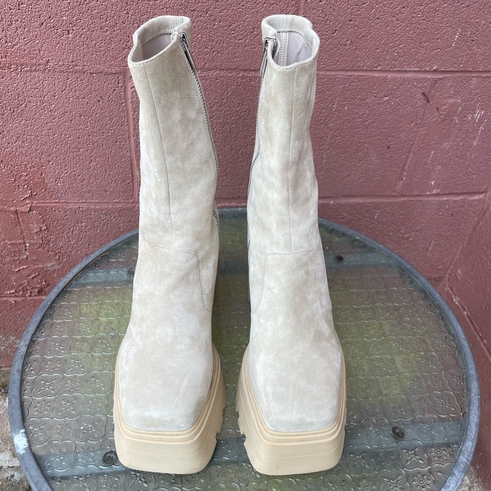Syro Suede Platform Square Toe Boots Size 9 - Picture 4 of 15